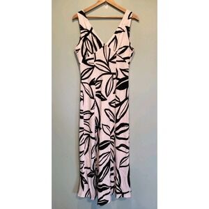 Paper Heart Anthropologie White Black Linen Blend Sleeveless Maxi Dress Sz L